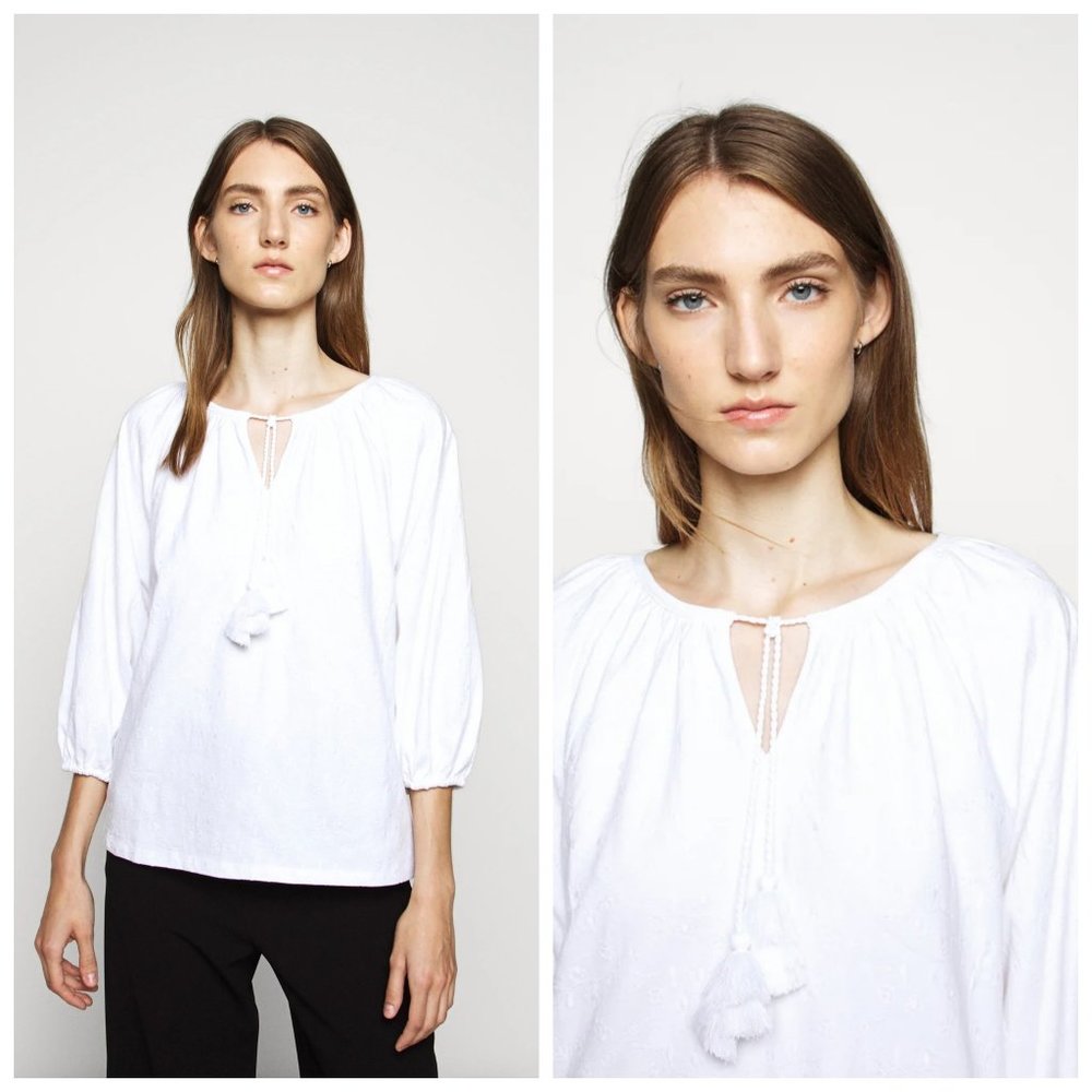 J. CREW Boho Tassel Cotton Top